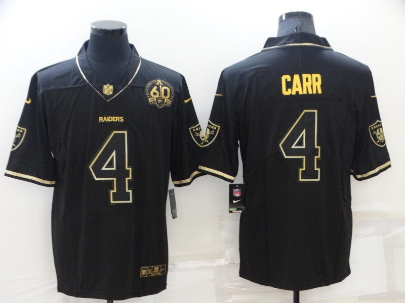 Men's Las Vegas Raiders #4 Derek Carr Black Authentic Player Jersey1 football jersey product view 1