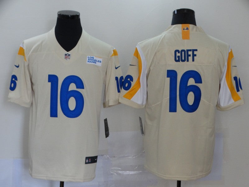 Men's Los Angeles Rams Jared Goff Beige Vapor Limited Jersey football jersey product view 1
