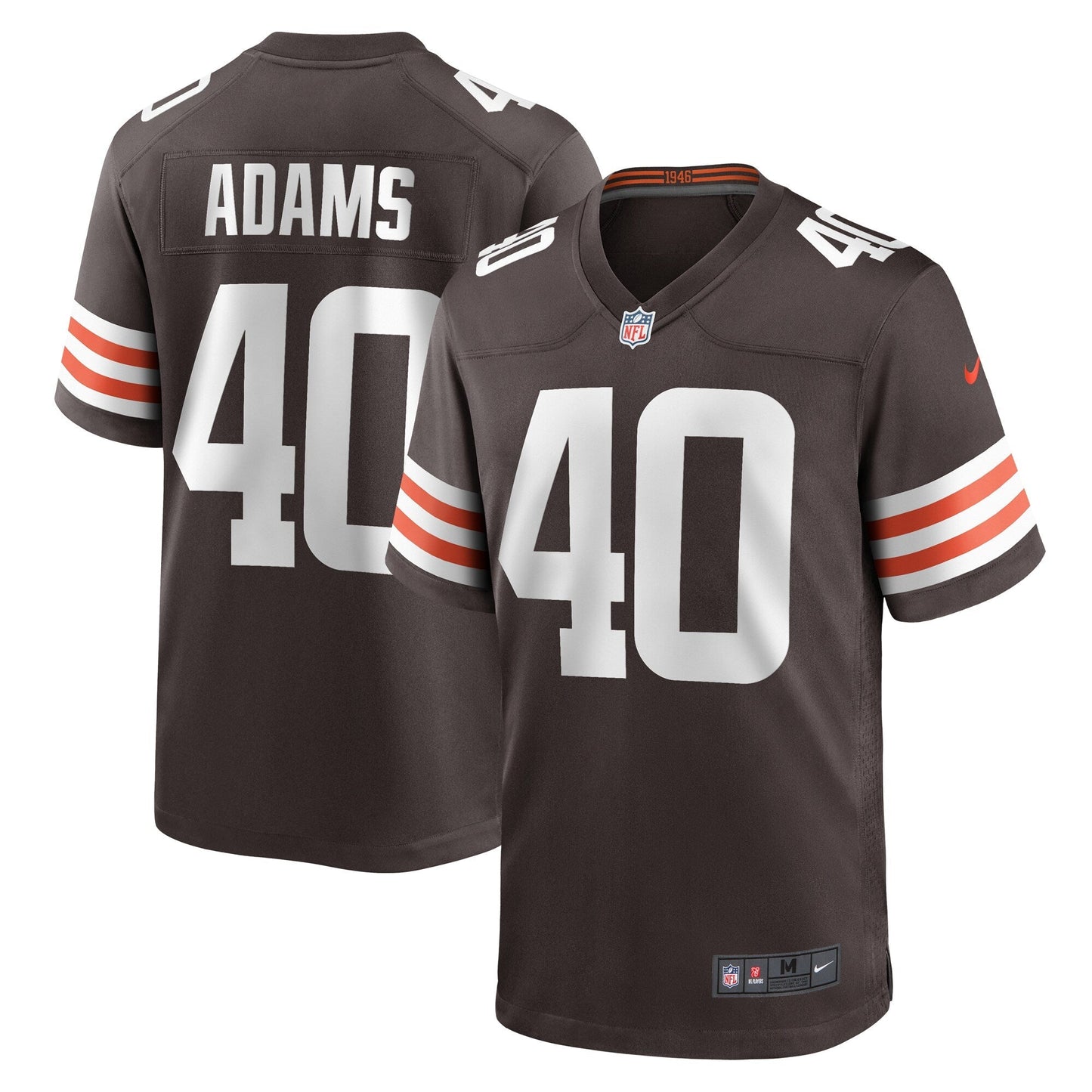 Matthew Adams Cleveland Browns Game Jersey - Brown football jersey product view 1