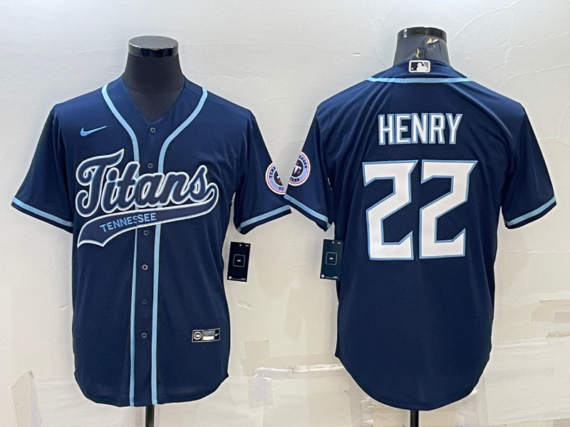 Men's Tennessee Titans Derrick Henry Navy Game Jersey football jersey product view 1