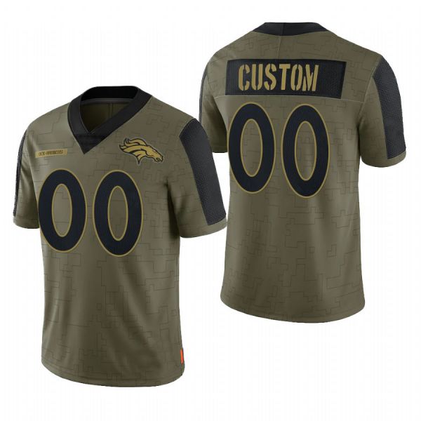 Custom1 Denver Broncos Olive 2021 Salute To Service Limited Football Jersey1 football jersey product view 1