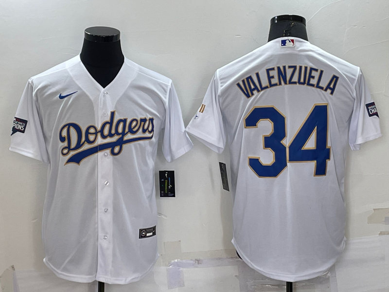 Men's Los Angeles Dodgers Fernando Valenzuela White Replica Game Jersey baseball jersey product view 1