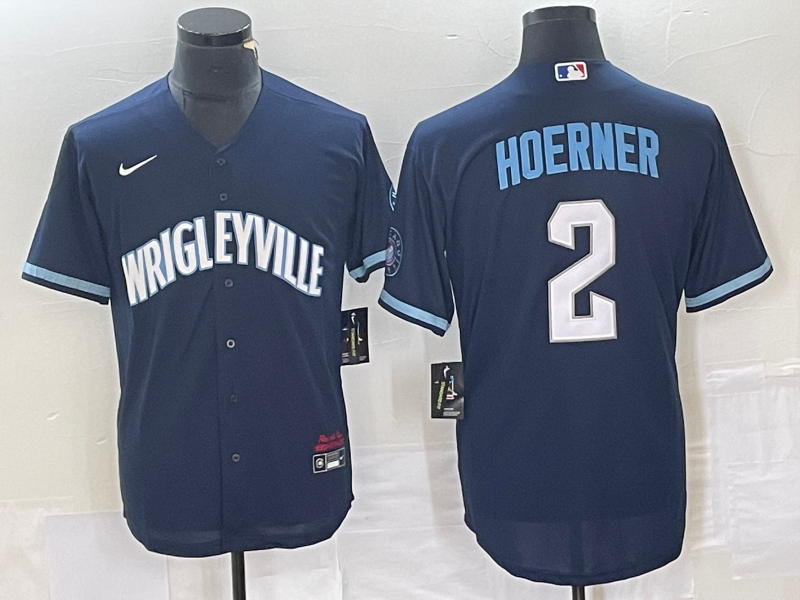 Men's Chicago Cubs Nico Hoerner Navy City Connect Replica Player Jersey baseball jersey product view 1