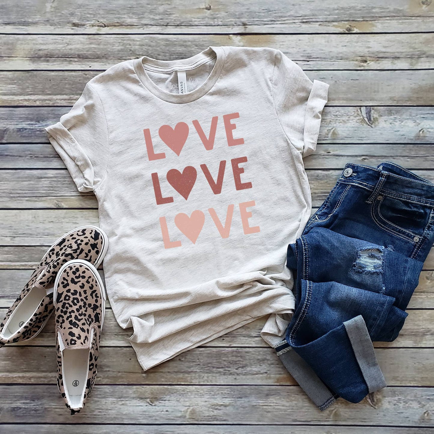 Love x3 Tee | Valentine's Day | Sizes XS-2XL Unisex T-shirt, Sweatshirt, Hoodie, Long Sleeve Tee - T-Shirt, Sweatshirt, Hoodie