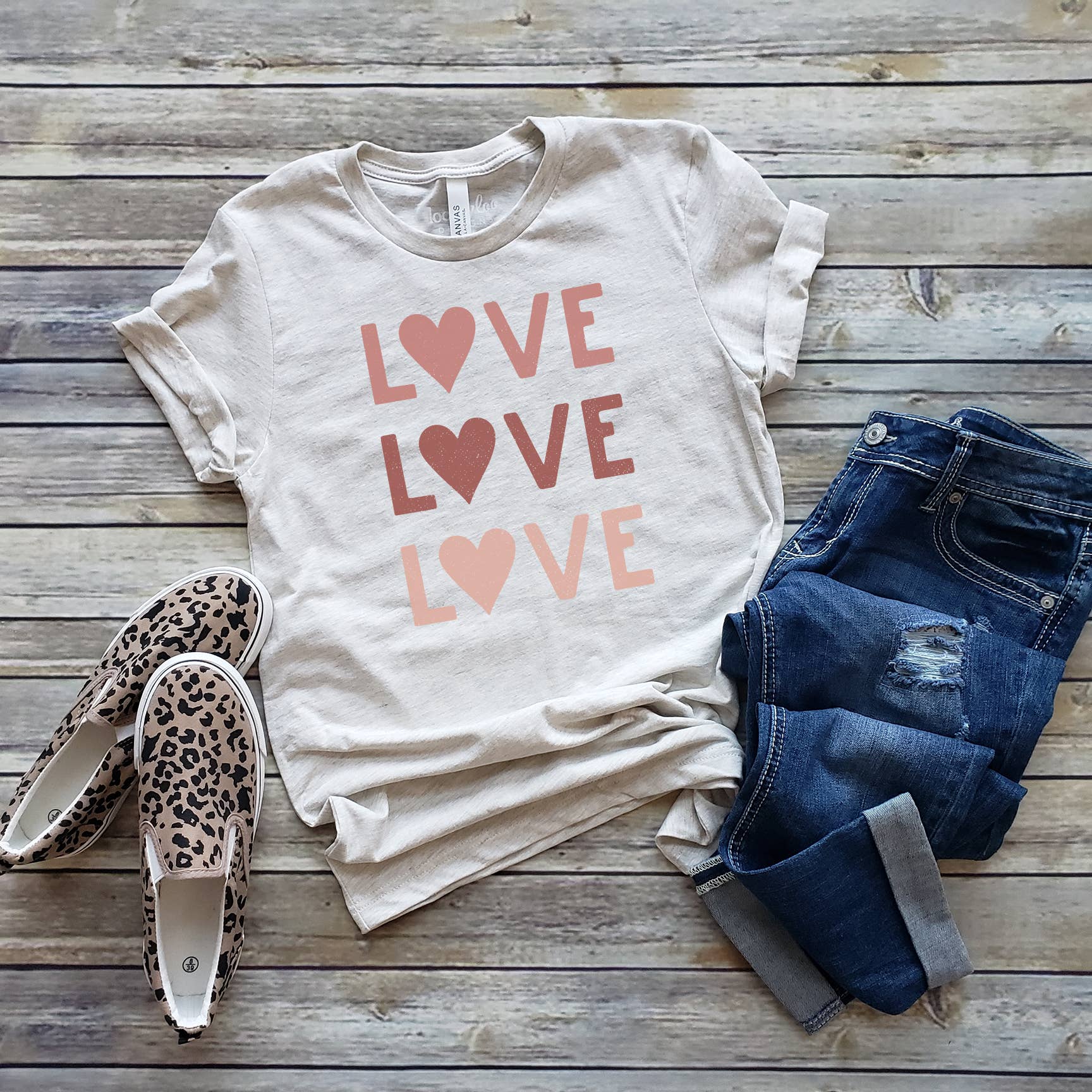 Love x3 Tee | Valentine's Day | Sizes XS-2XL Unisex T-shirt, Sweatshirt, Hoodie, Long Sleeve Tee - T-Shirt, Sweatshirt, Hoodie