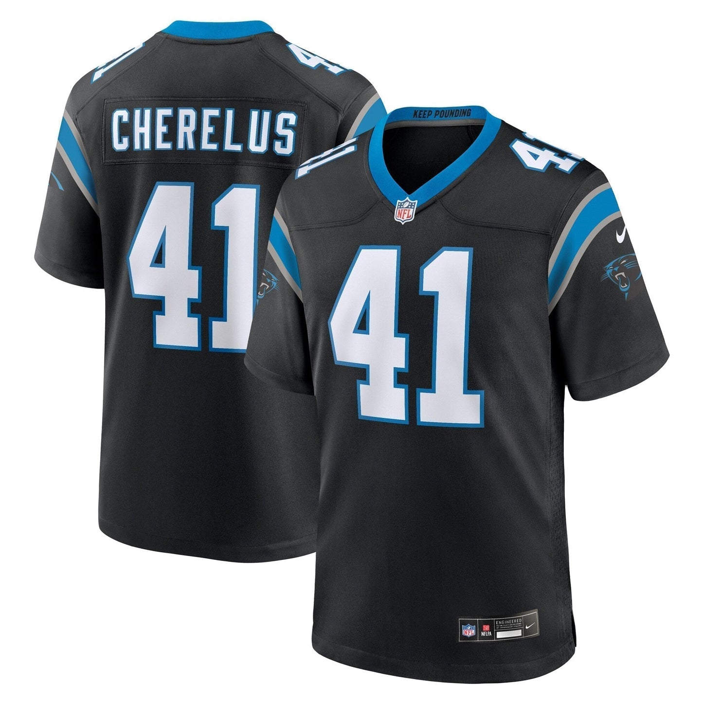 Claudin Cherelus Carolina Panthers Team Game Jersey - Black football jersey product view 1