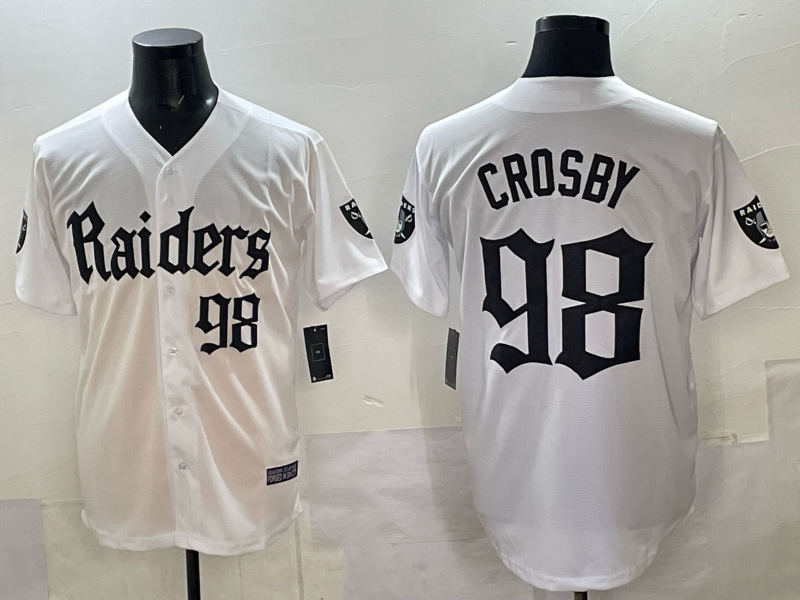 Men's Las Vegas Raiders Maxx Crosby #98 White Team Game Jersey football jersey product view 1
