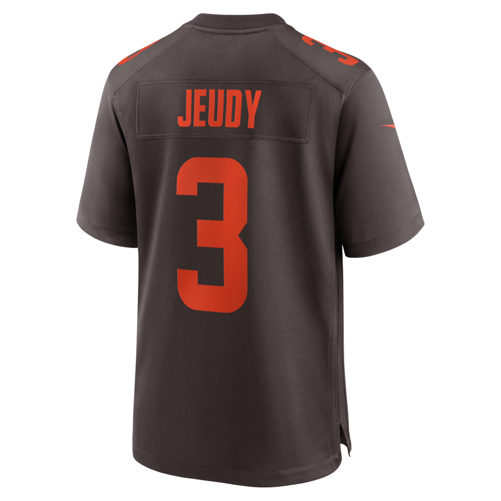 C.Browns #3 Jerry Jeudy Brown Alpha Dawg Game Jersey football jersey product view 1