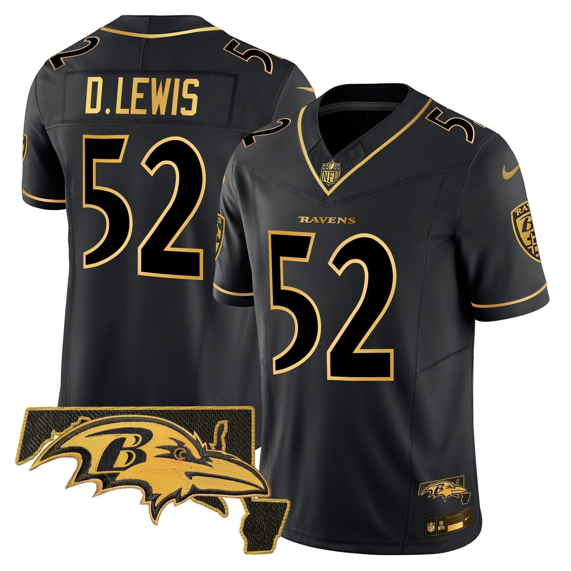 Men Ravens 2024 Gold Vapor Limited Jersey All Stitched football jersey product view 1