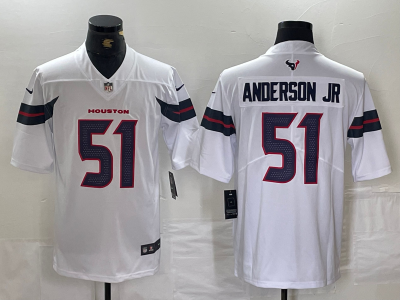 Men's Houston Texans Will Anderson Jr. #51 White Game Jersey football jersey product view 1