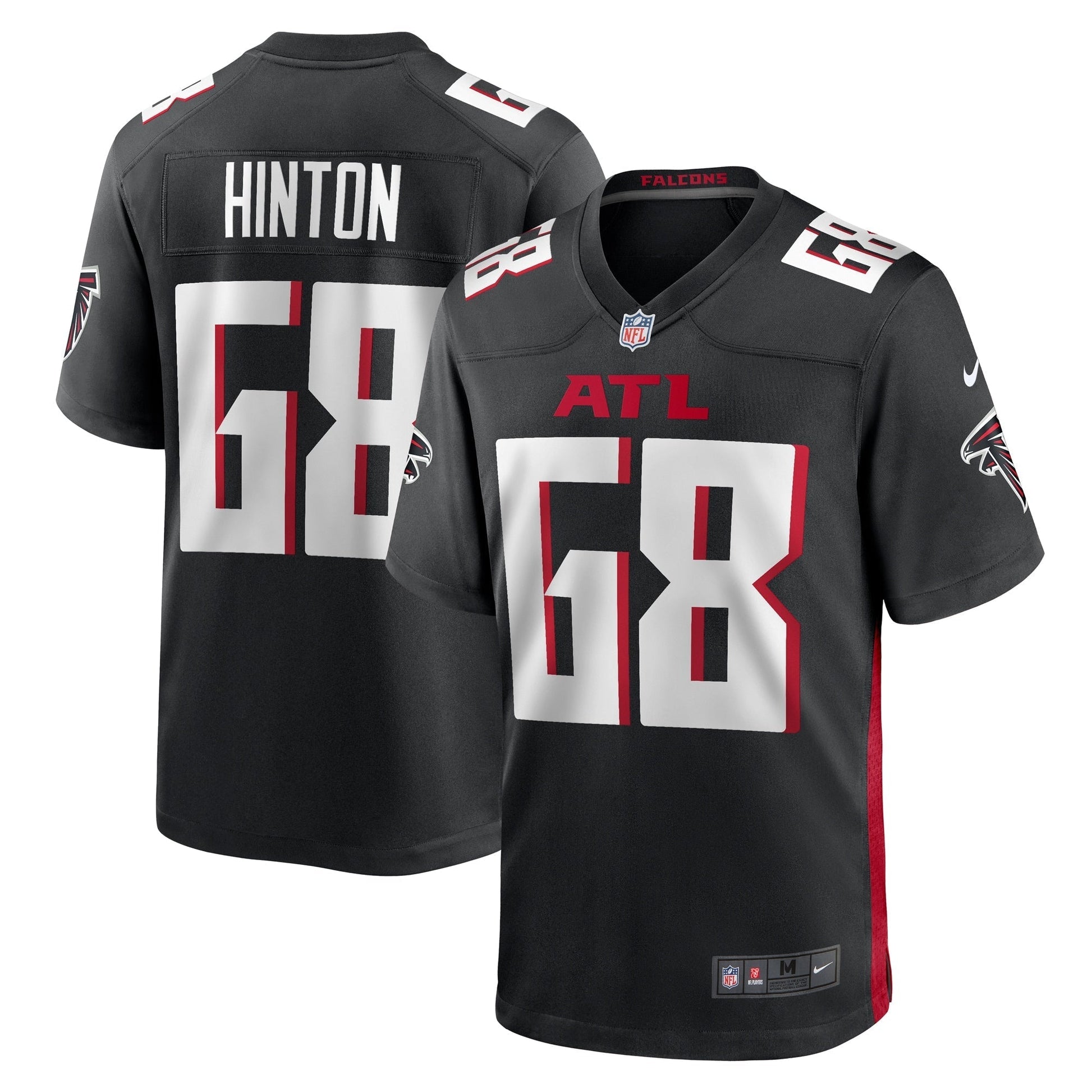 Kyle Hinton Atlanta Falcons Team Game Jersey - Black football jersey product view 1