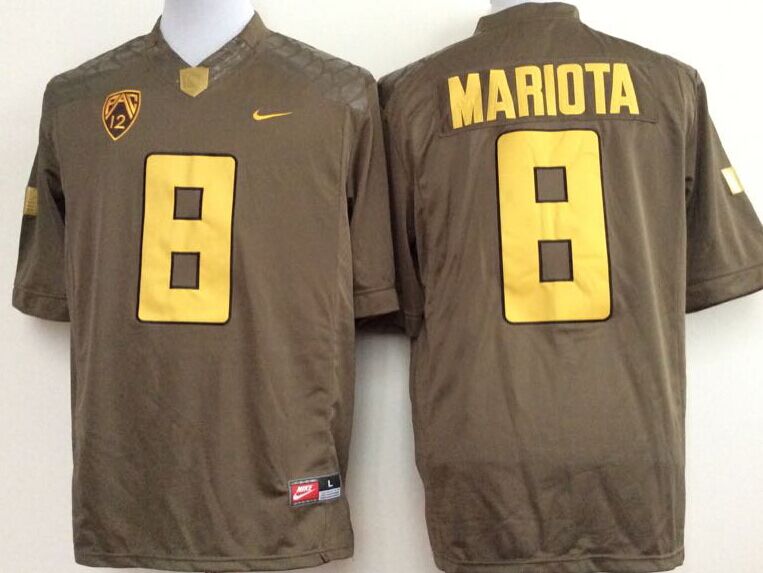 Men's Oregon Ducks Marcus Mariota #8 Brown Player Game Jersey sports jersey product view 1