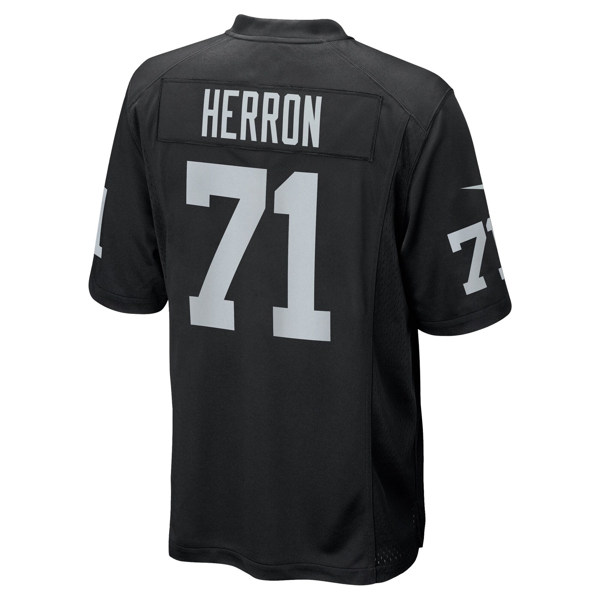 Justin Herron Las Vegas Raiders Team Game Jersey - Black football jersey product view 3