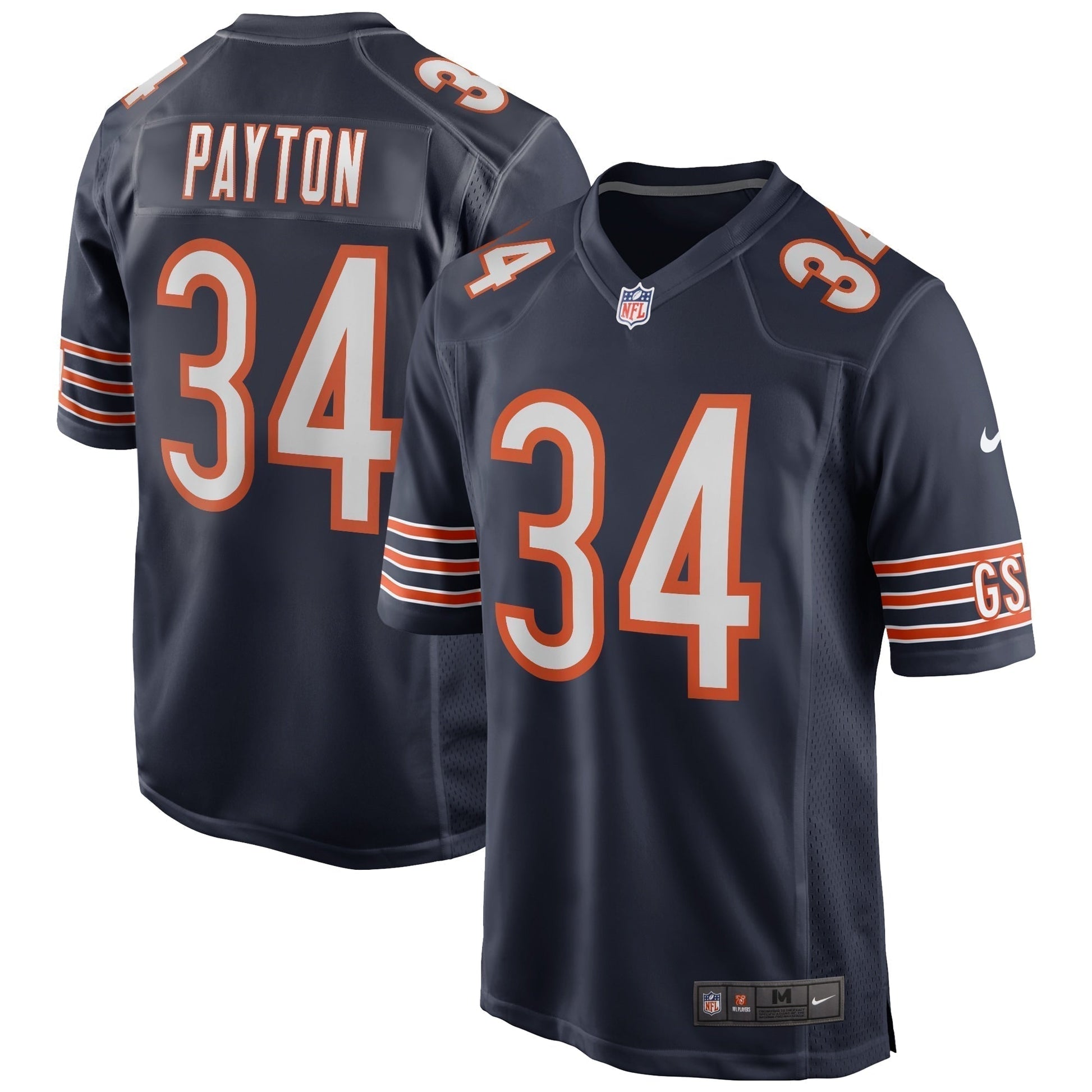 Walter Payton Chicago Bears Game Retired Jersey - Navy football jersey product view 1