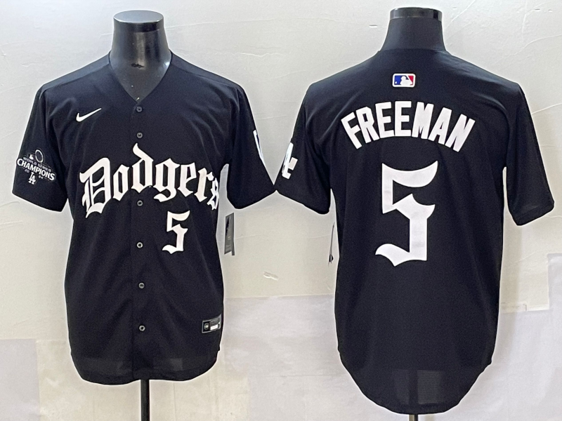 Men's Los Angeles Dodgers Freddie Freeman Black Player Jersey baseball jersey product view 1