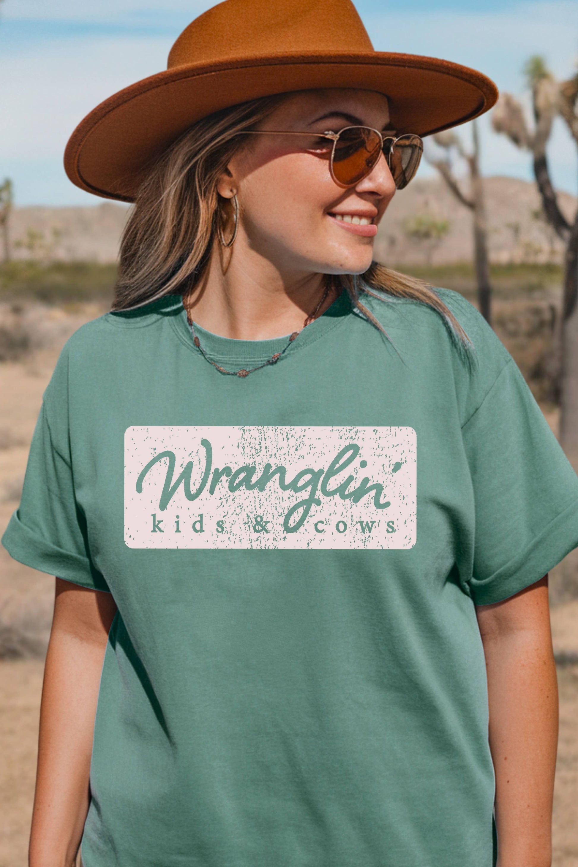 Wranglin Kids and Cows Graphic Tee Unisex T-shirt, Sweatshirt, Hoodie, Long Sleeve Tee - T-Shirt, Sweatshirt, Hoodie