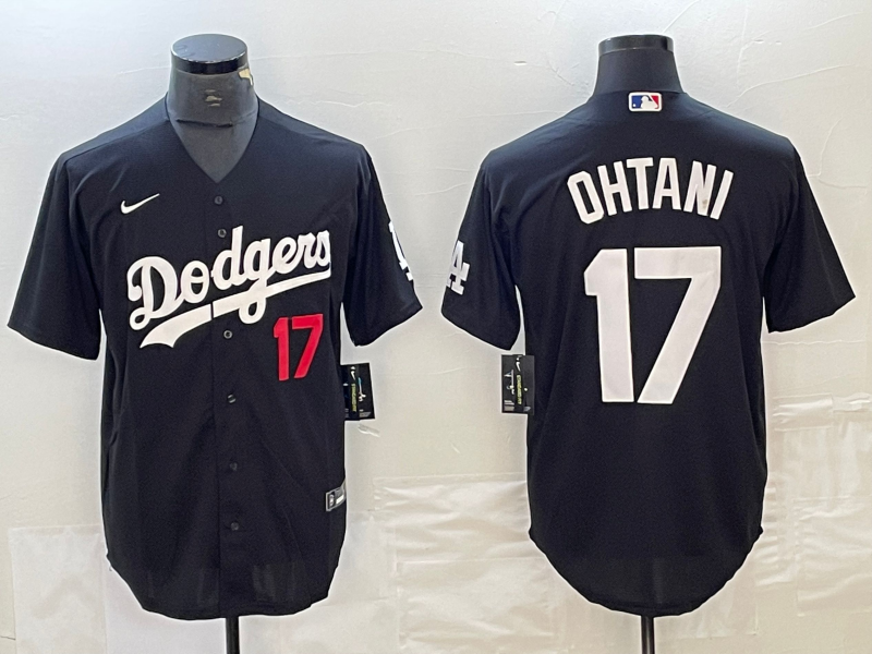 Men's Los Angeles Dodgers Shohei Ohtani Black Replica Game Jersey baseball jersey product view 1
