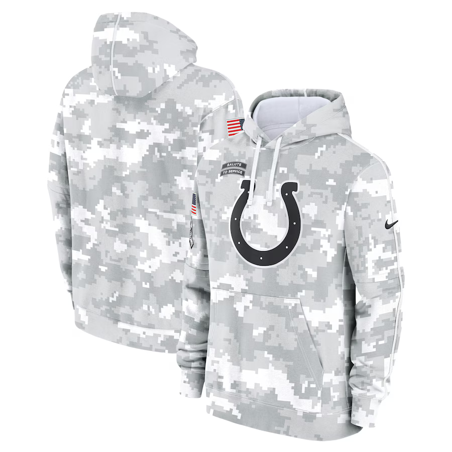 Men's Indianapolis Colts Arctic Camo 2024 Salute to Service Club Fleece Pullover Hoodie football jersey product view 1