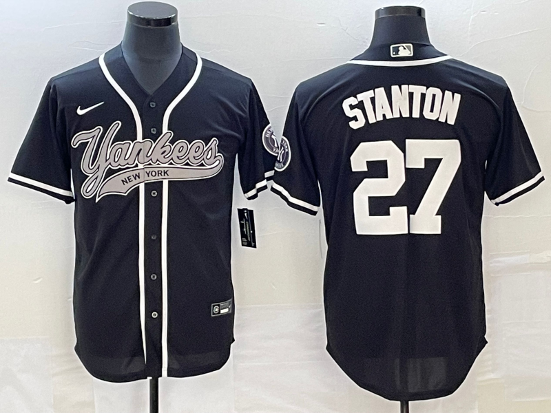 Men's New York Yankees Giancarlo Stanton Black Player Jersey Joint Edition baseball jersey product view 1