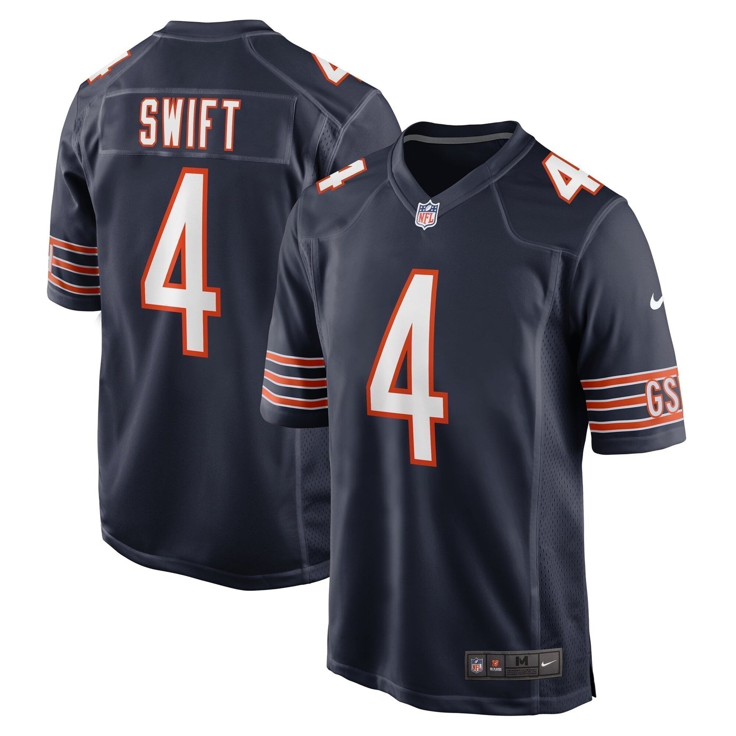 D'Andre Swift Chicago Bears Game Jersey - Navy football jersey product view 1