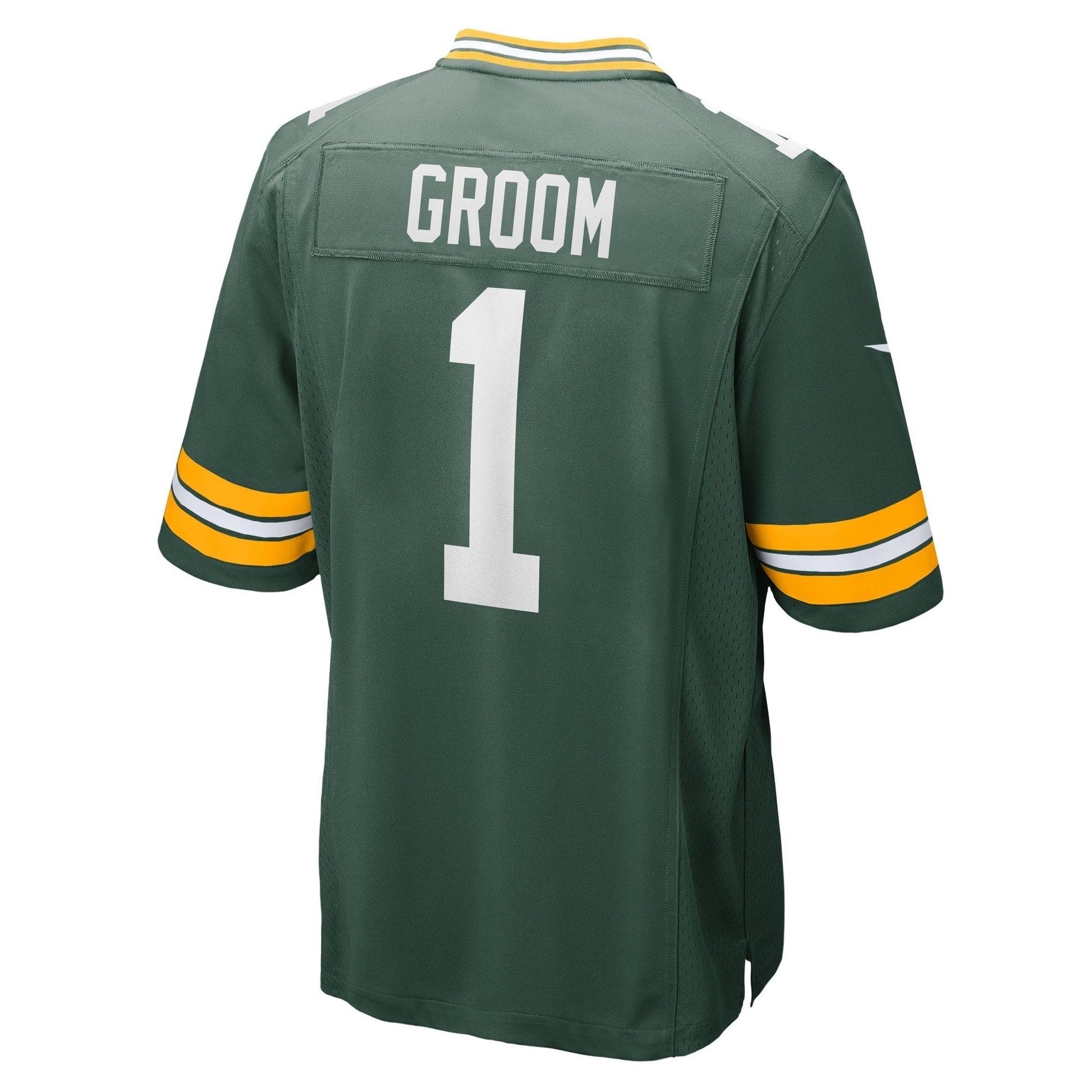 Number 1 Groom Green Bay Packers Game Jersey - Green football jersey product view 3