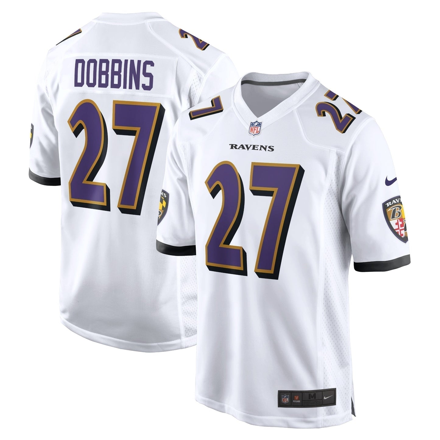 J.K. Dobbins Baltimore Ravens Game Jersey - White football jersey product view 1