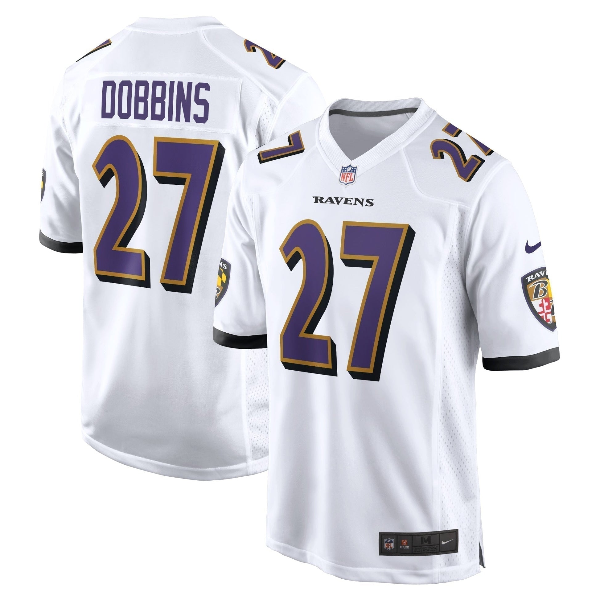 J.K. Dobbins Baltimore Ravens Game Jersey - White football jersey product view 1