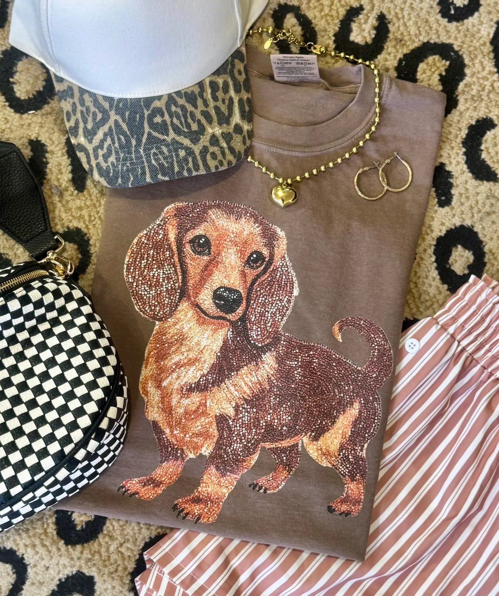 Long Hair Daschund Faux Rhinestone Dog Tee Unisex T-shirt, Sweatshirt, Hoodie, Long Sleeve Tee - T-Shirt, Sweatshirt, Hoodie