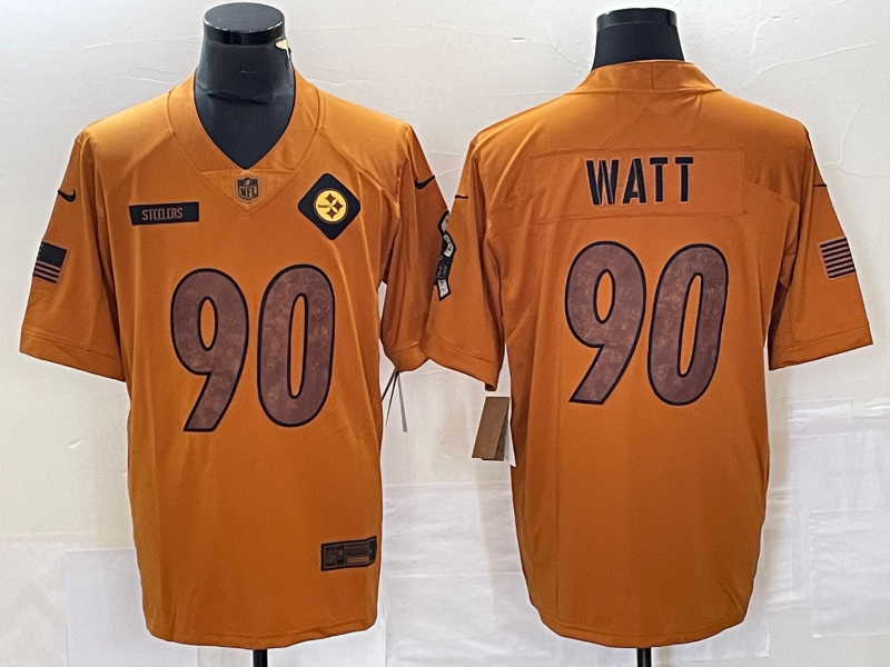 Men's Pittsburgh Steelers T.J. Watt Brown 2023 Salute To Service Limited Jersey football jersey product view 1