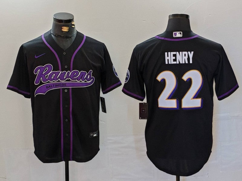 Men's Baltimore Ravens Derrick Henry Black Alternate Game Jersey football jersey product view 1