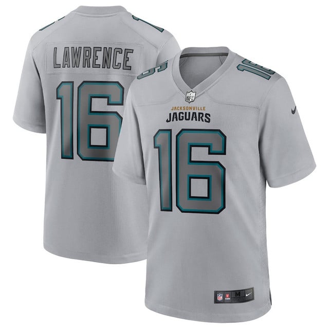 Trevor Lawrence Jacksonville Jaguars Atmosphere Fashion Game Jersey - Gray football jersey product view 1