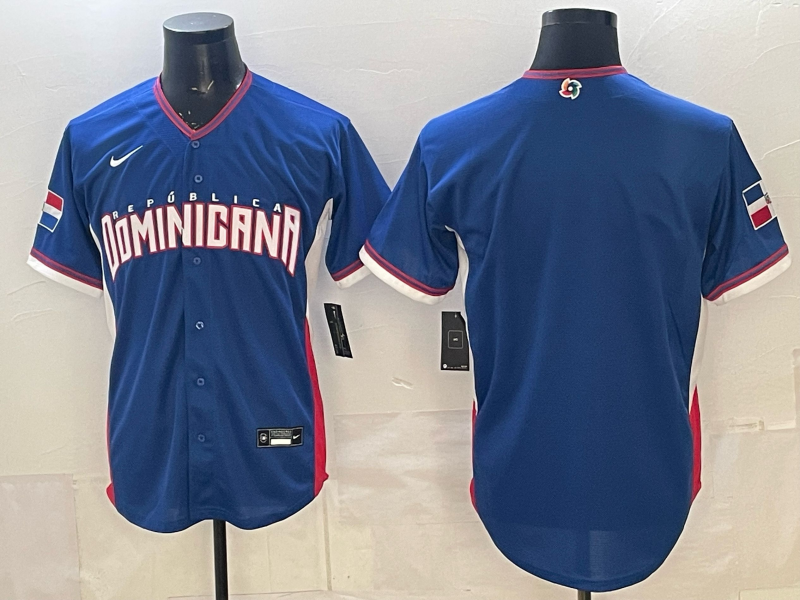 Men's Dominican Republic Baseball Royal 2026 World Baseball Classic Stadium Jersey baseball jersey product view 1