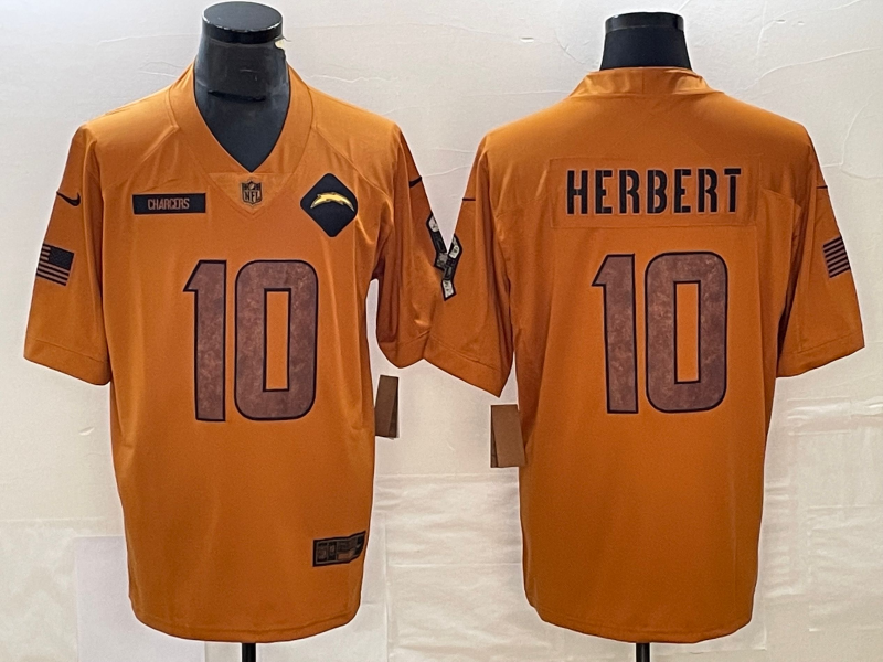 Men's Los Angeles Chargers Justin Herbert Brown 2023 Salute To Service Limited Jersey football jersey product view 1