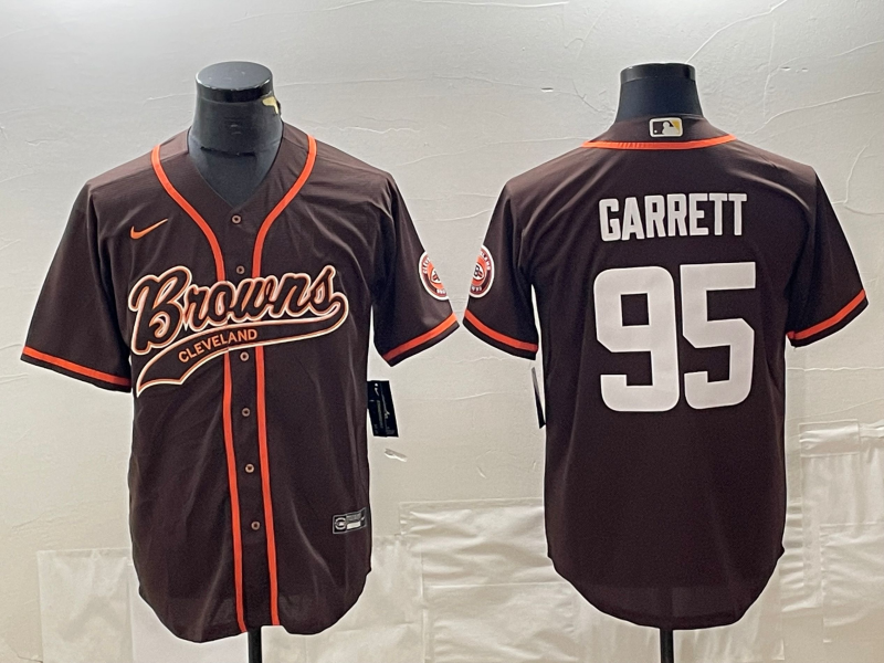 Men's Cleveland Browns Myles Garrett #95 Brown Game Jersey1 Joint Edition football jersey product view 1