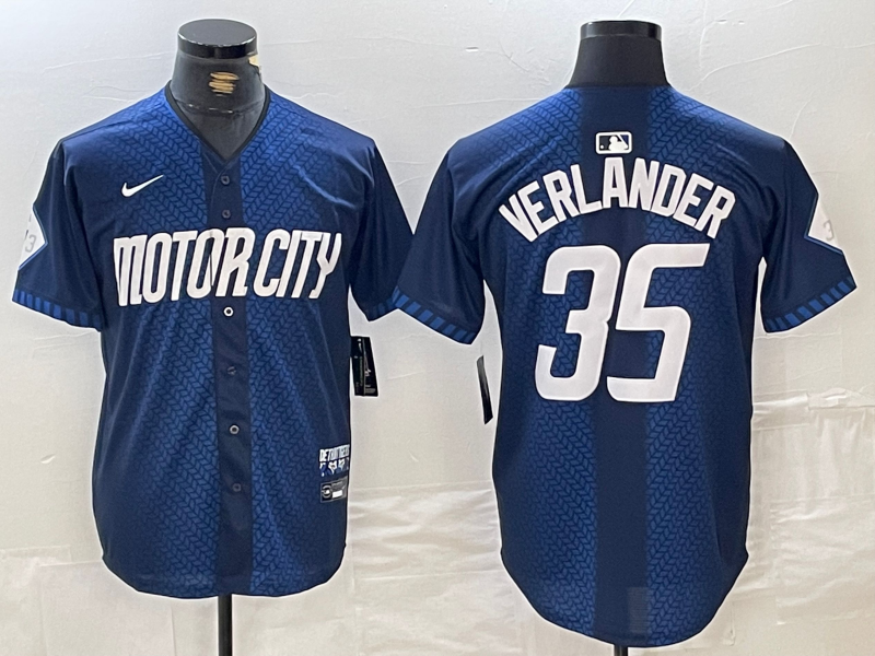 Men's Detroit Tigers Justin Verlander #35 Navy 2024 City Connect Limited Jersey1 baseball jersey product view 1