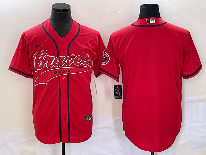 Men's Atlanta Braves Red Replica Blank Jersey Joint Edition baseball jersey product view 1