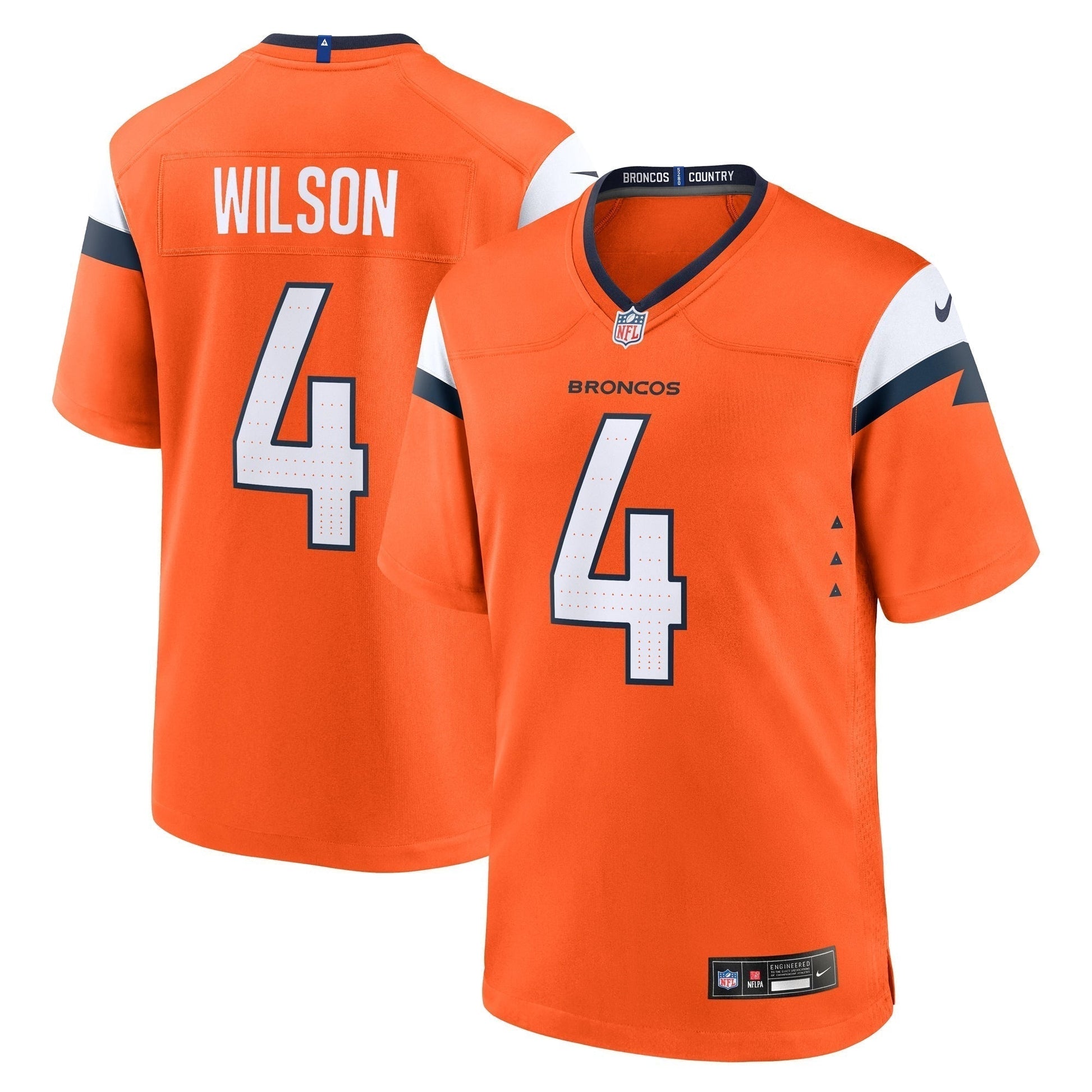 Zach Wilson Denver Broncos Team Game Jersey - Orange football jersey product view 1