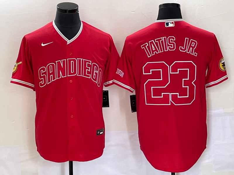 Men's San Diego Padres Fernando Tatis Jr. #23 Red Replica Player Jersey1 baseball jersey product view 1