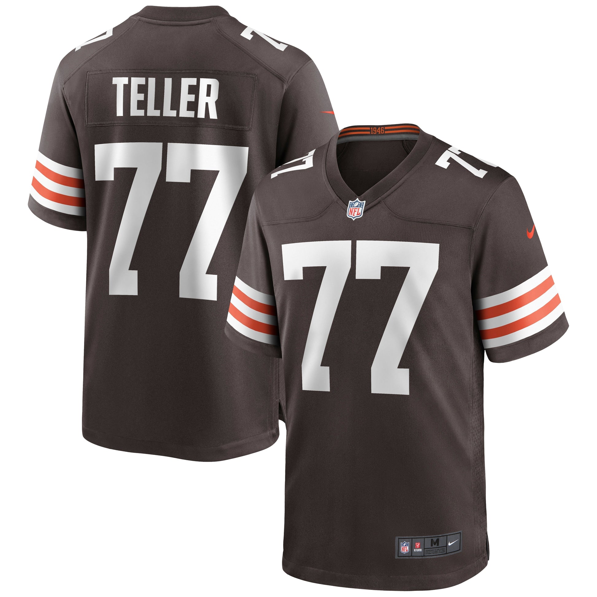 Wyatt Teller Cleveland Browns Game Jersey - Brown football jersey product view 1