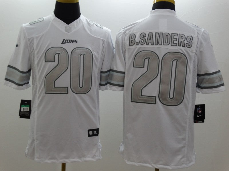 Men's Detroit Lions Barry Sanders #20 White Game Jersey1 football jersey product view 1