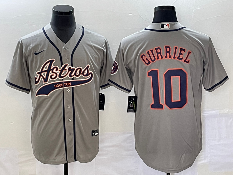 Men's Houston Astros Yuli Gurriel #10 Gray Replica Jersey1 Joint Edition baseball jersey product view 1