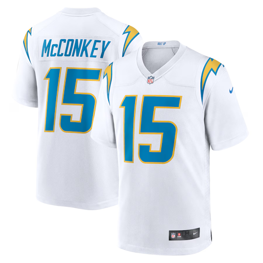 Los Angeles Chargers Ladd McConkey White Game Jersey football jersey product view 1