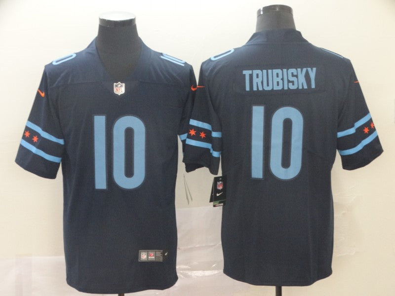 Men's Chicago Bears Mitch Trubisky #10 Navy Game Jersey1 City Edition football jersey product view 1