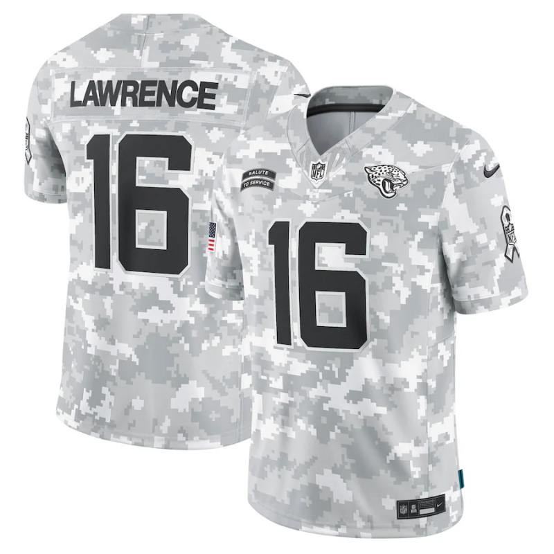 Men's Jacksonville Jaguars Trevor Lawrence Arctic Camo 2024 Salute to Service Limited Jersey football jersey product view 1
