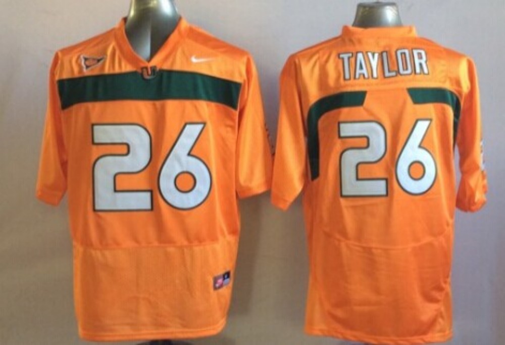 Men's Miami Hurricanes Sean Taylor Orange Team Football Jersey football jersey product view 1