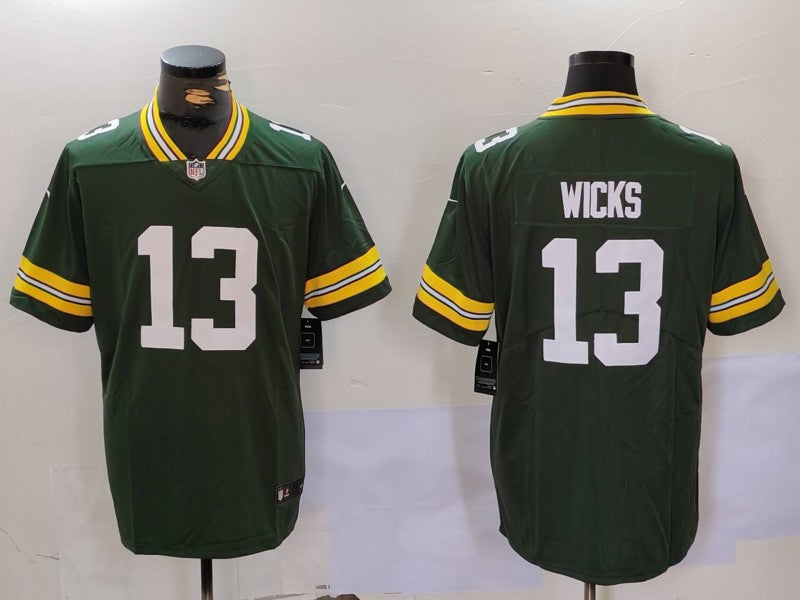 Men's Green Bay Packers Dontayvion Wicks #13 Green Game Jersey1 football jersey product view 1