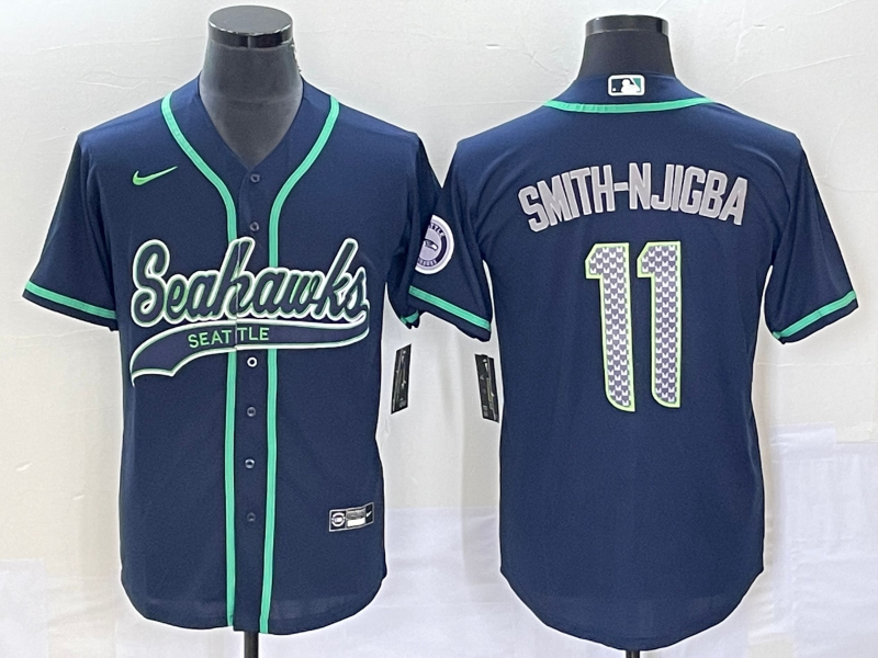 Men's Seattle Seahawks Jaxon Smith-Njigba Navy Game Jersey Joint Edition football jersey product view 1