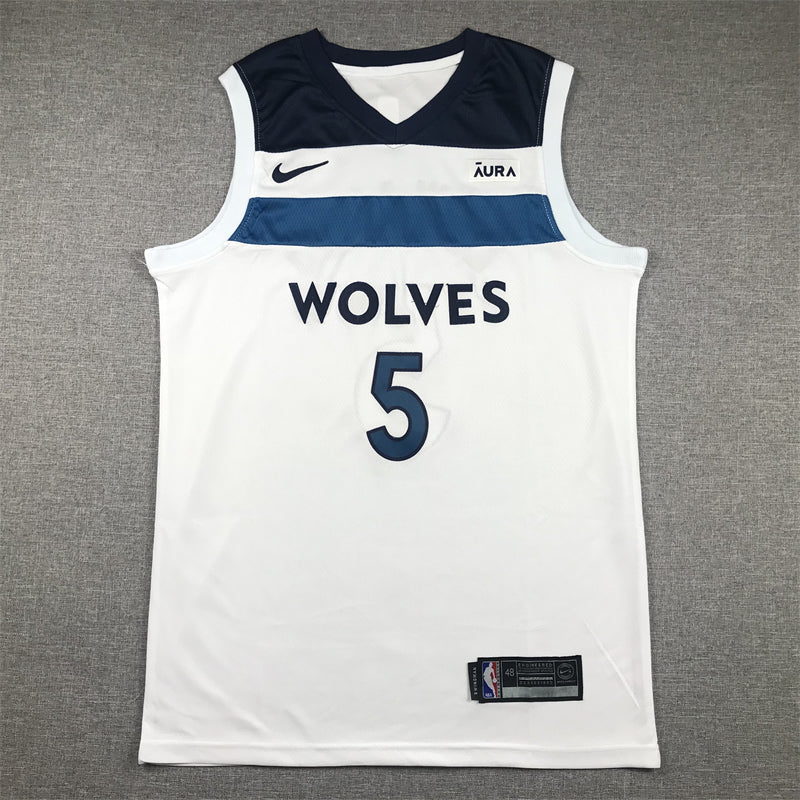 Timberwolves #5 White Jersey basketball jersey product view 1