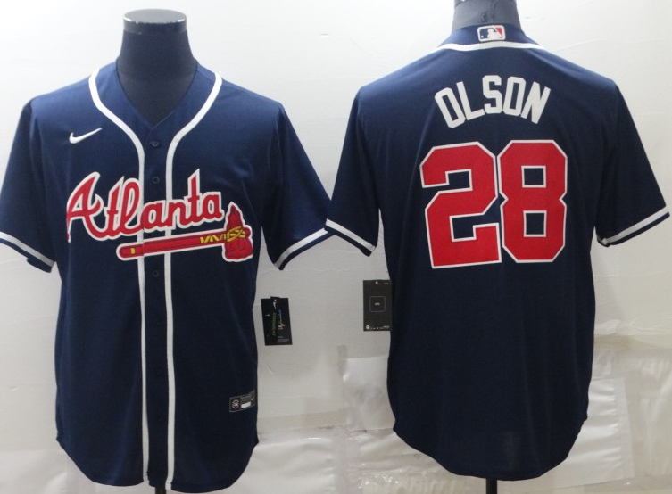 Men's Atlanta Braves Matt Olson #28 Navy Replica Jersey baseball jersey product view 1