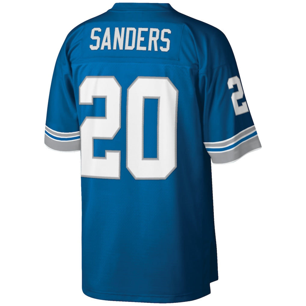 D.Lions #20 Barry Sanders Blue Big & Tall 1996 Retired Player Replica Jersey football jersey product view 1